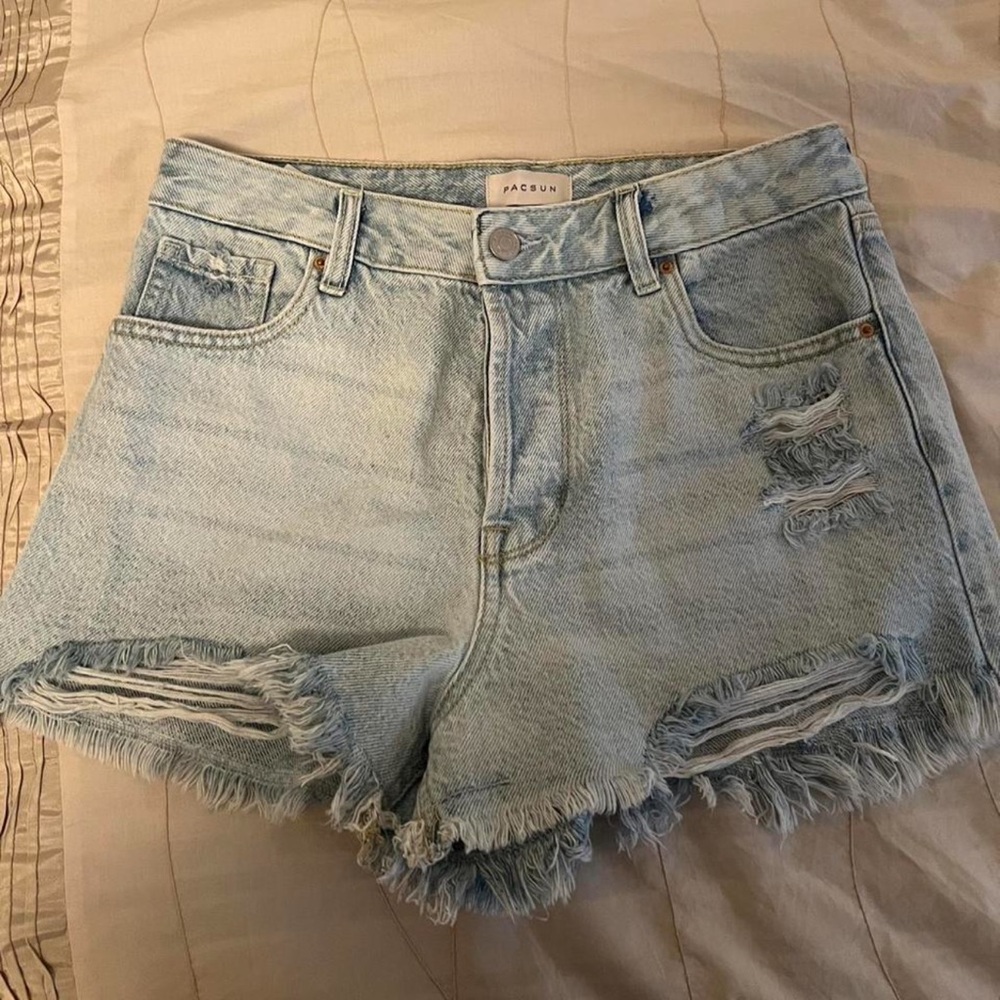 Pacsun High Rise Light Wash Festival Shorts